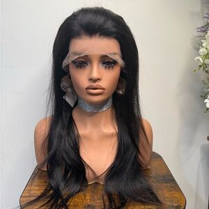 Sleek Black Women's Straight Wig 22 Inch Human Virgin hair 13x4